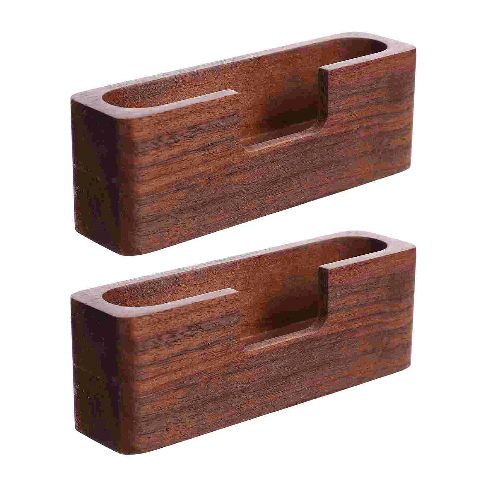 

2 Pcs Display Shelves Binder Clips Walnut Business Card Case Office Stand Cards Holder for Coffee Desktop Show