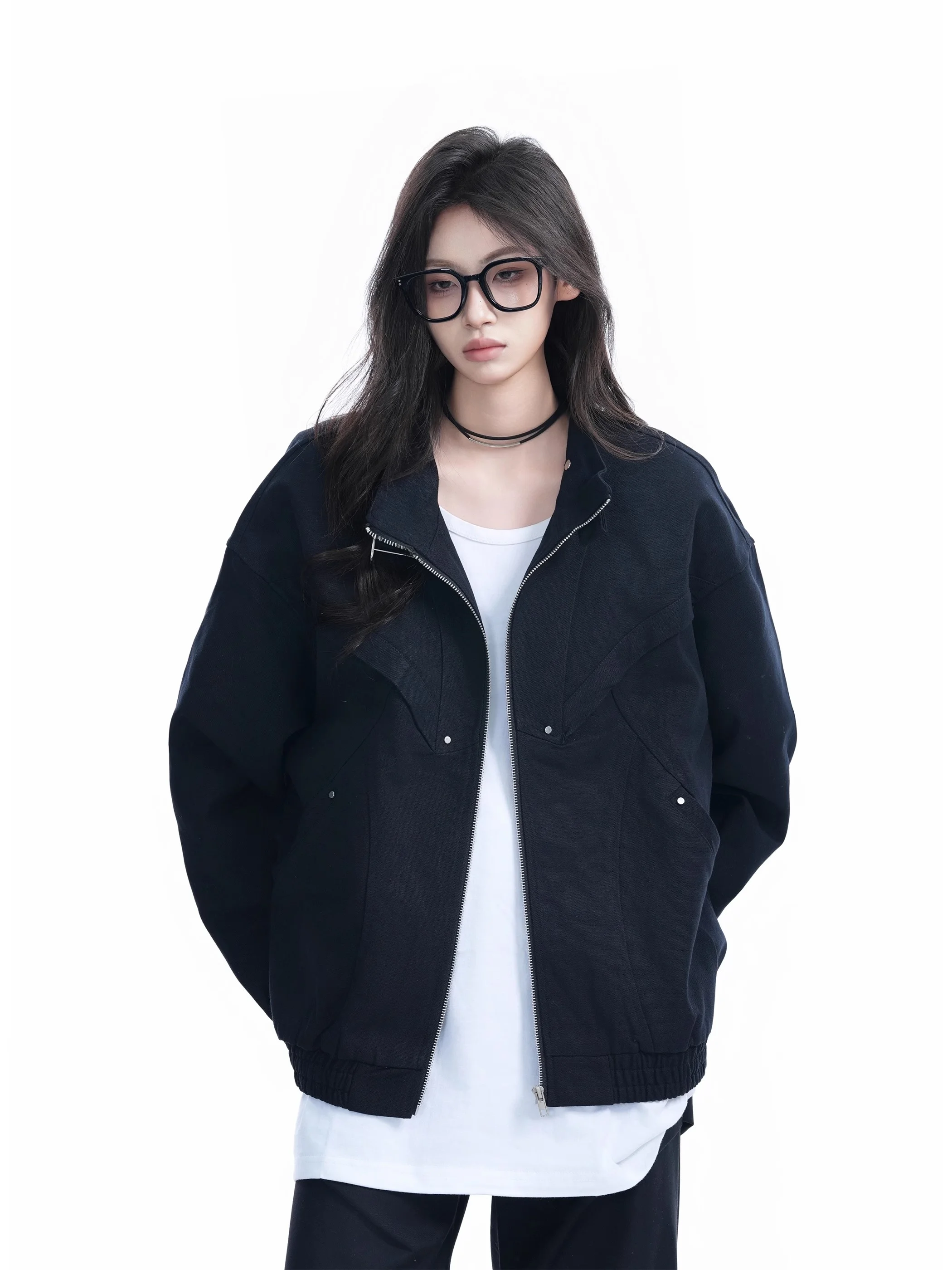 ストリート スレ ルーズフィット ワークウェア ジャケット スタンドカラー エクストラ カジュアル アウターウェア クリーンフィット オルト コート 男女兼用