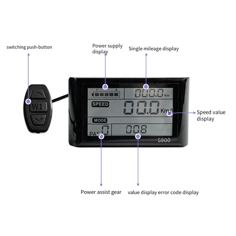 LCD S900 Display Control Panel 5 Pin SM Waterproof Pulg Match JN Controller 24V36V48V For Electric Bike Replacement Kit