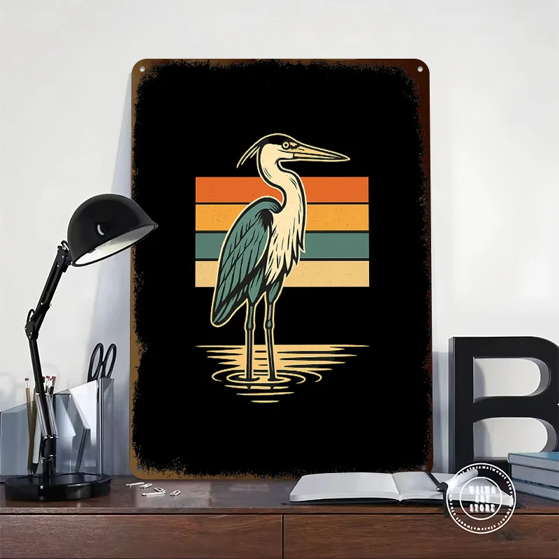 Retro Heron Metal Poster Custom Wall Art Retro Vintage Tinplate Signs for Home Decorations Living Room Decoration At Home Decor