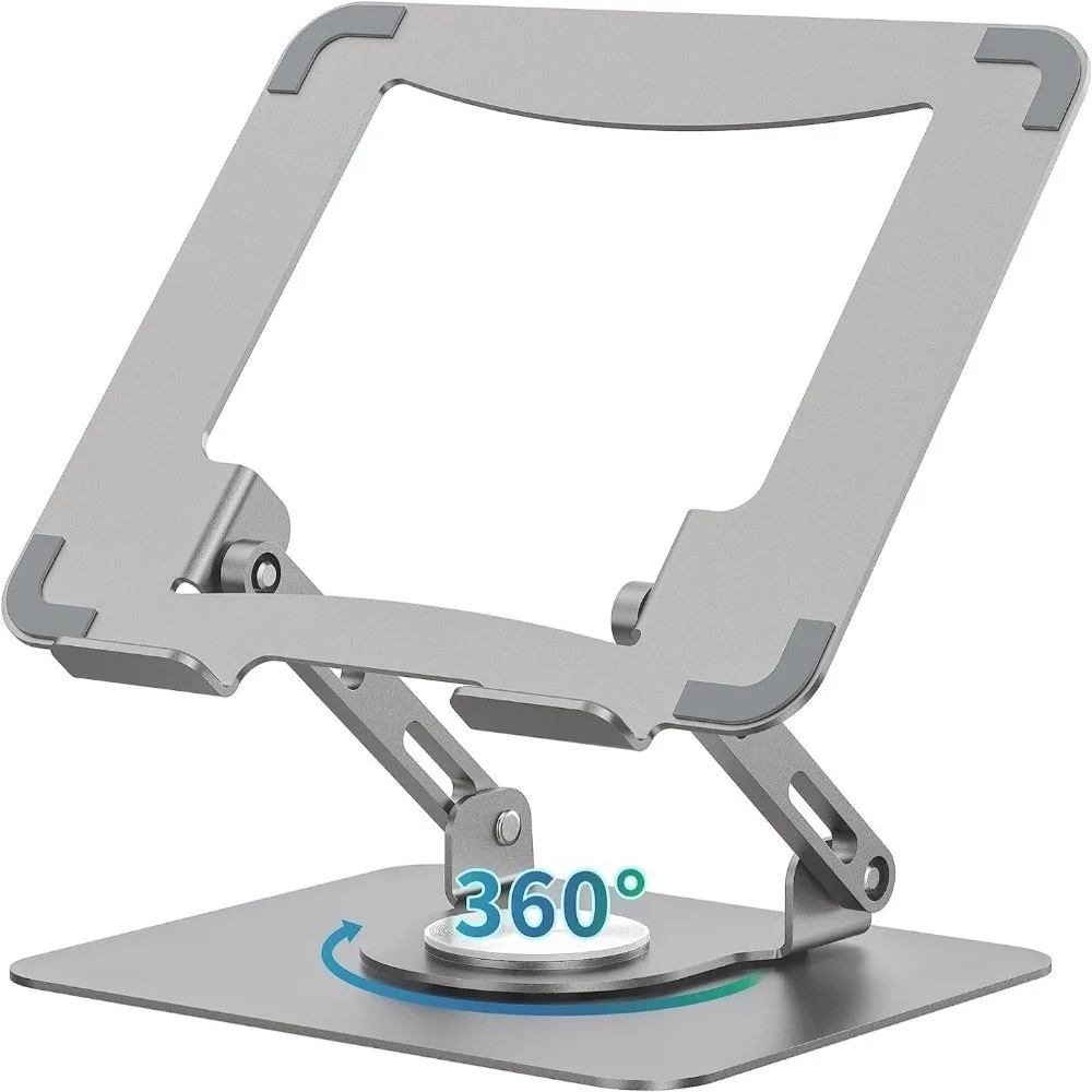

360 Rotating Base Notebook Computer Stand Adjustable Foldable Computer Riser Heat Dissipation Lifter Laptop Bracket for Desk