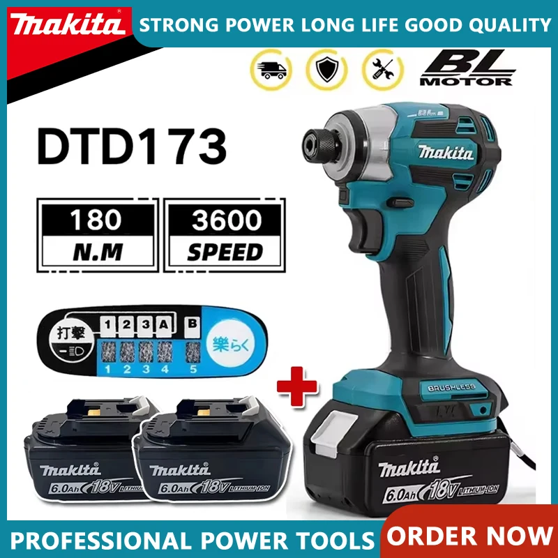 

Makita DTD173 Бесщеточная электрическая отвертка для авторемонта Ударная отвертка 220 Нм Электрическая отвертка Инструменты для Makita 18 В