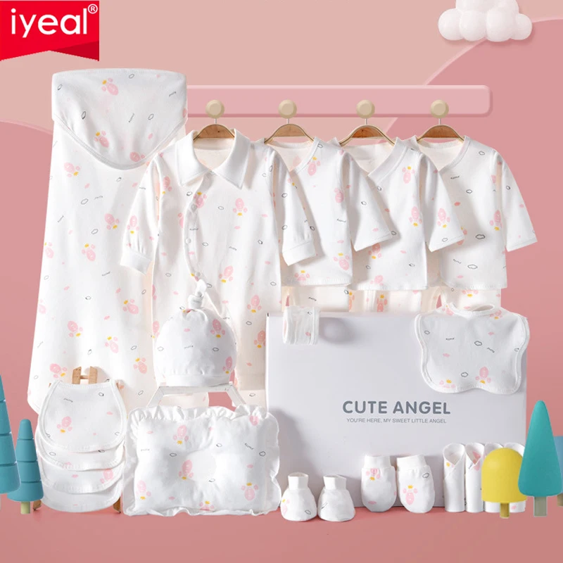 IYEAL  Cotton Baby Gift  Set 0-6 M Autumn Winter Kids Clothes Suit New Born Clothing Family Gifts 19-25PCS  Newborn Baby Clothes