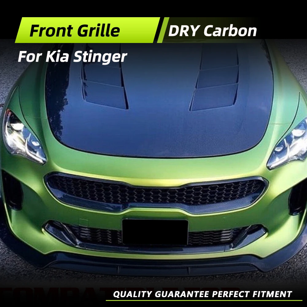 

Автомобильный передний бампер, решетка для KIA Stinger GT EX Hatchback, 4-дверный 2018-2022, автомобильный передний бампер, гоночный гриль, сухой карбон