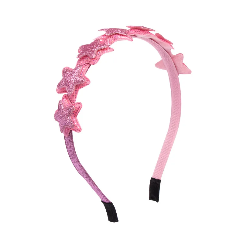 Leather Garland Girls Head Hoop Pink Stars Ice Cream Hairbands For Kids Headdress