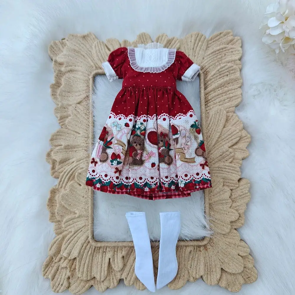 블라이스 인형 옷 빈티지 귀여운 빨간 드레스 블라이스 인형 용 수제 드레스 28-30 cm 액세서리 OB22 OB24 AZONE