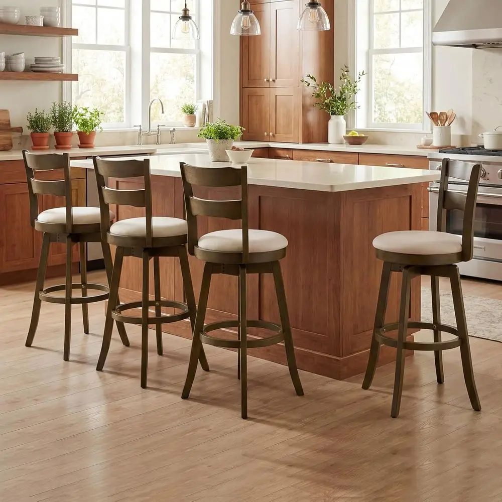

Set of 4 30.5 Swivel Bar Stools with 360° Rotation, Backrest, Upholstered Seats for High Tops or Kitchen Islands