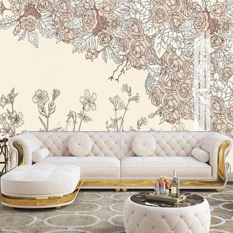 Custom 3D Photo Wallpaper Vintage Hand-painted Abstract Flower Wall Painting Living Room Decorative TV Background Papier Peint