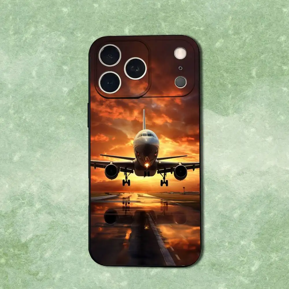 항공 예술 비행기 폰 케이스 아이폰 14,13,17,12,11,16,15,플러스,프로 맥스,XS,X,XR,SE,미니,소프트 실리콘 블랙 커버
