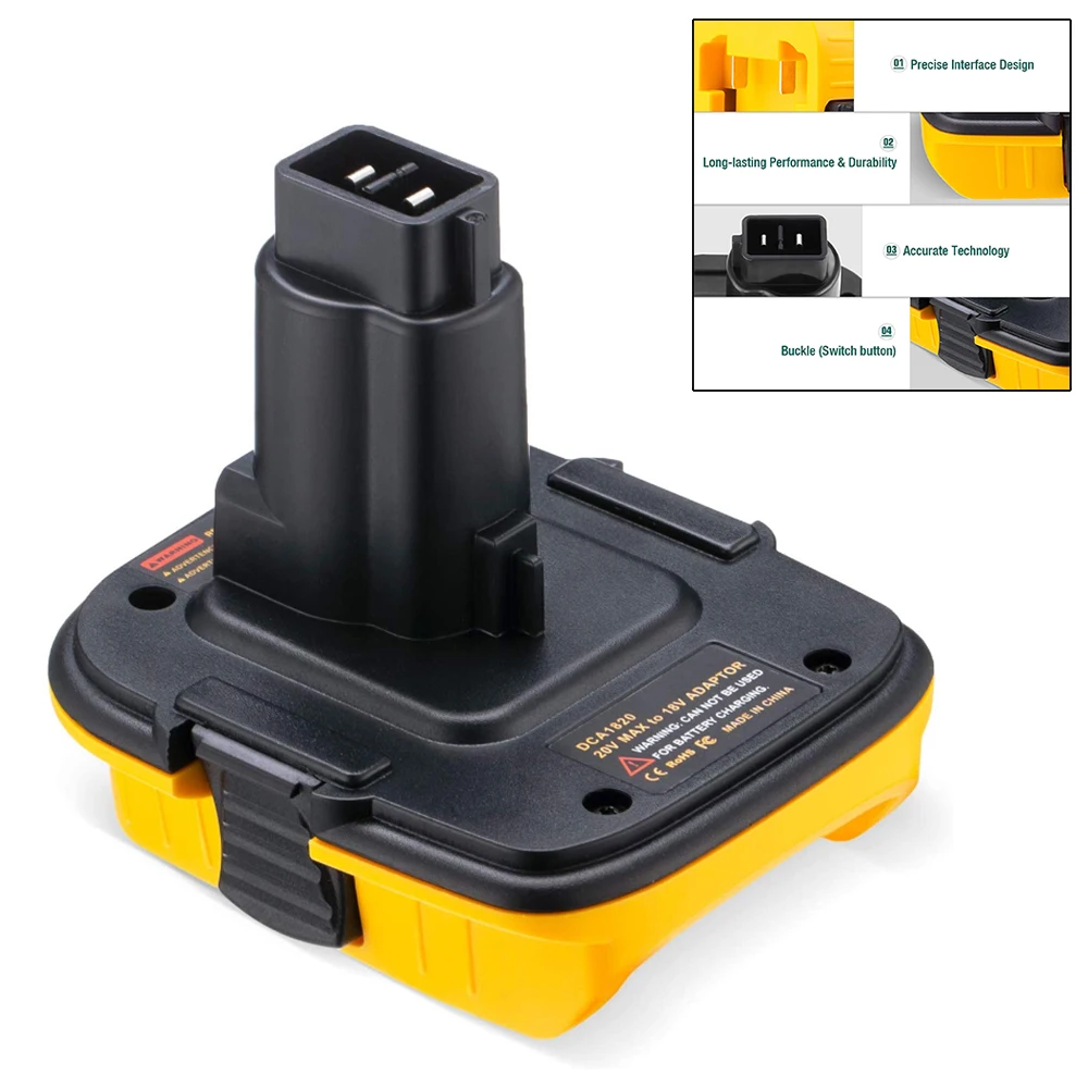 20V Battery Adapter DCA1820 for Dewalt 18V Tools Convert Dewalt 20V Lithium Battery for DC9096 DE9098 DE9096 with USB