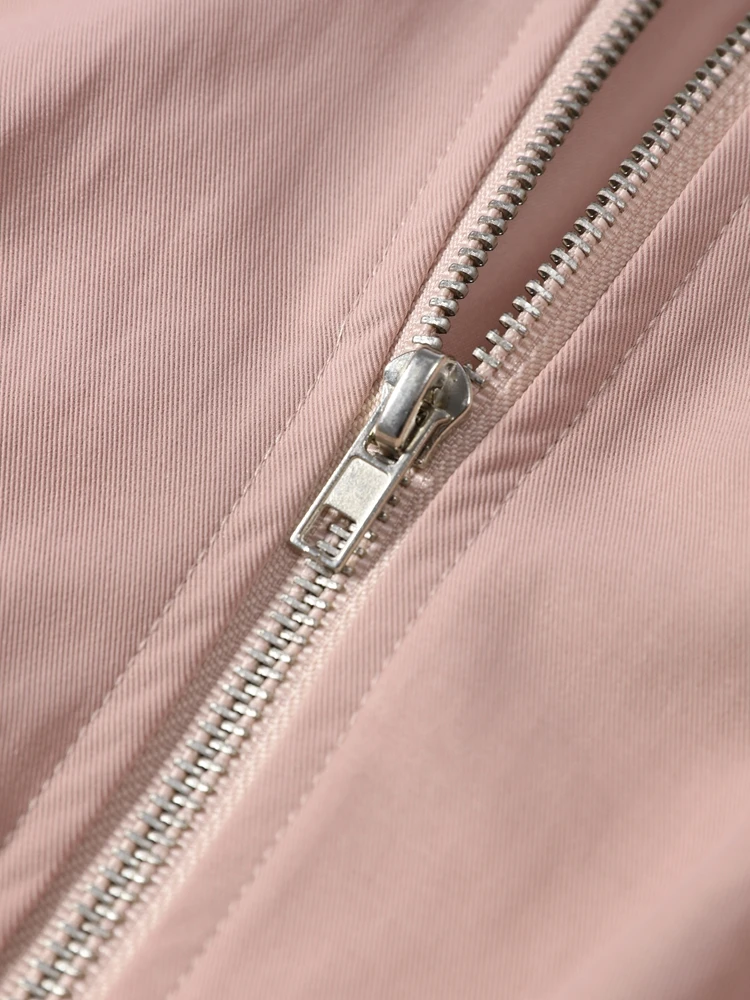 Ballonärmel Cropped Bomberjacken für Damen, Street-Style mit Revers, Lange Laternenärmel, Einfarbige Schlanke Mäntel, Frühling Schicke Damen-Oberbekleidung – Detail 7