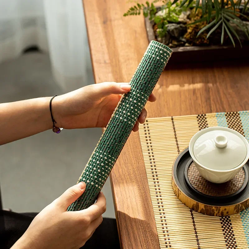 Bamboo Tea Mat Home Desktop Kung Fu Teaware Anti-scald Heat Insulation Cushion Kindergarten Dining Table Decoration Mats