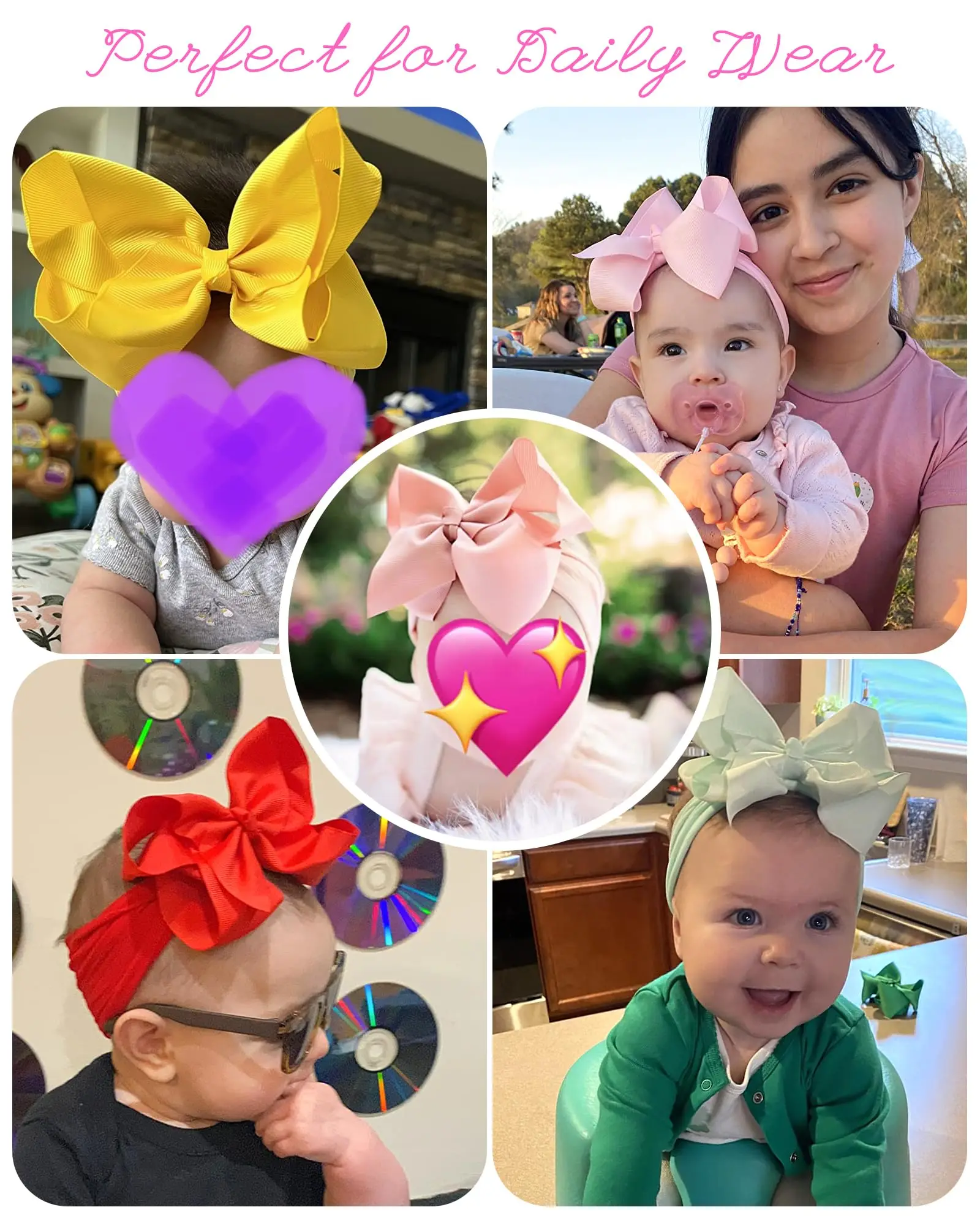 10/20 piezas diadema grande y ancha con lazo de cinta de nailon para niñas, turbante dulce, diadema con lazo para recién nacidos, accesorios suaves para el cabello para bebés