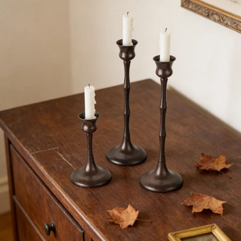 3pcs European Style Iron Candlestick Set Paint Process Durable for Home Bedroom Wedding Party Decoration Photography Props