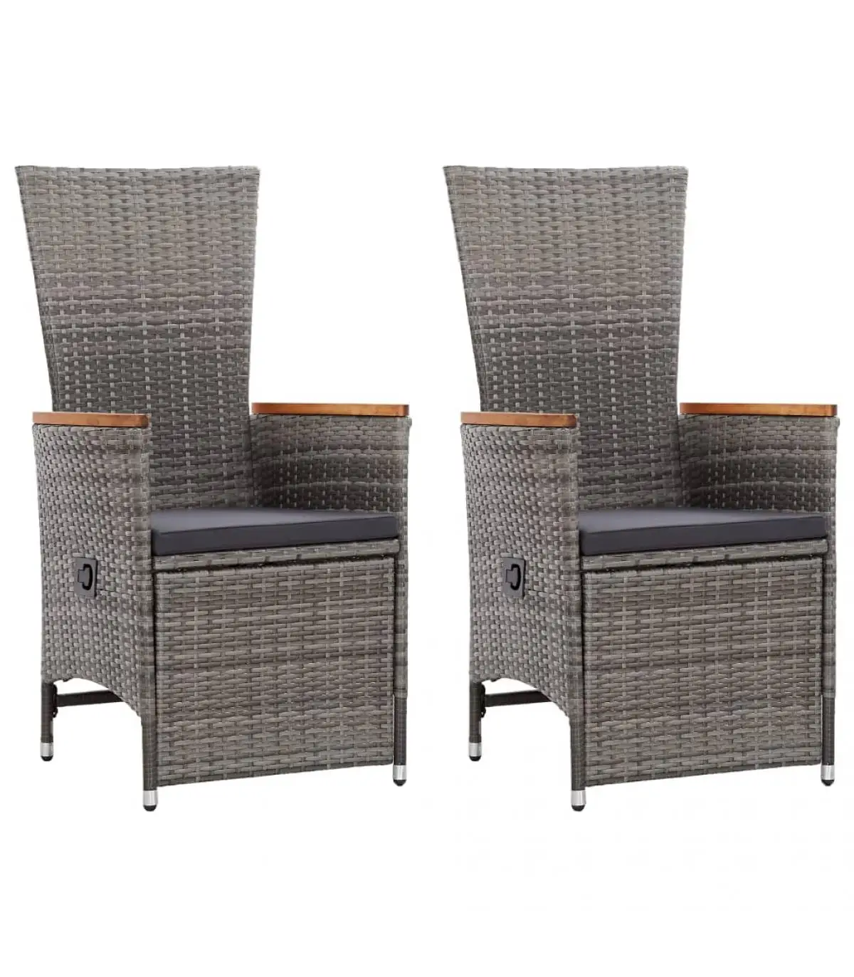 Garden chairs garden reclining chairs and cushions 2 x gray synthetic rattan