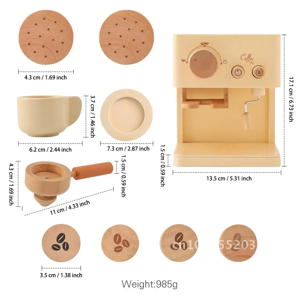 Kids Wooden Montessori Toy Set Children's Coffee Machine Cosplay Children Educational Toys Toys Kitchen Gifts House