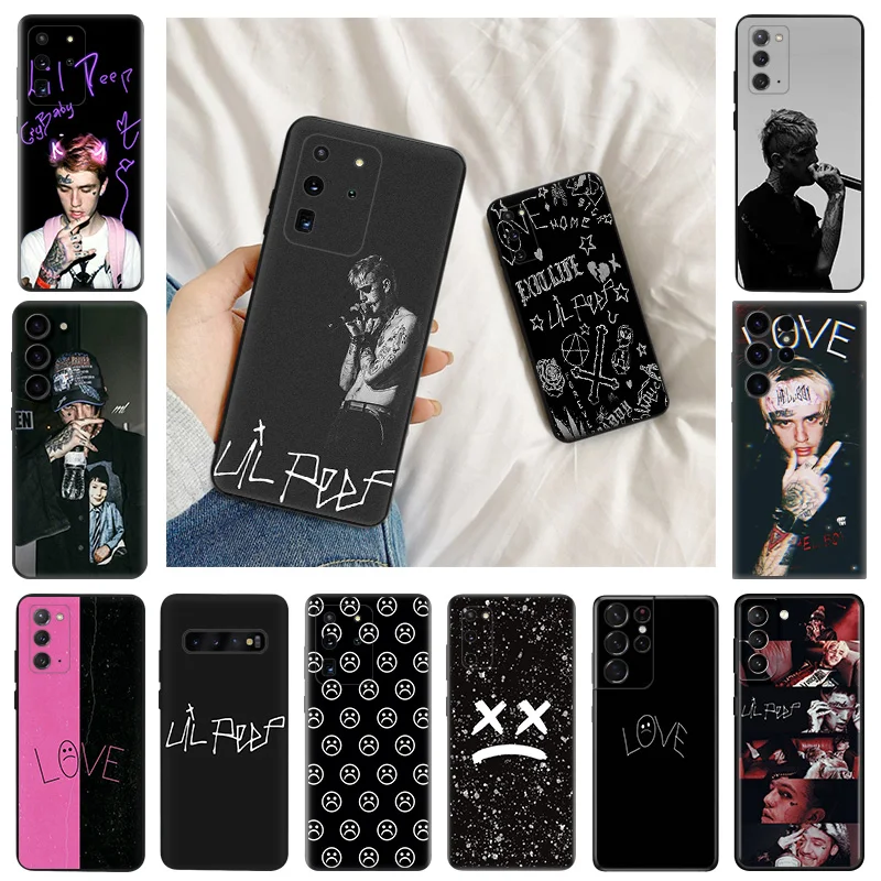 Ultra Thin Matte Silicone Soft Case For Samsung S24 Ultra S23 FE S22 Plus S21 S20 S10 Note20 Lil P-Peep Black Color Back Cover