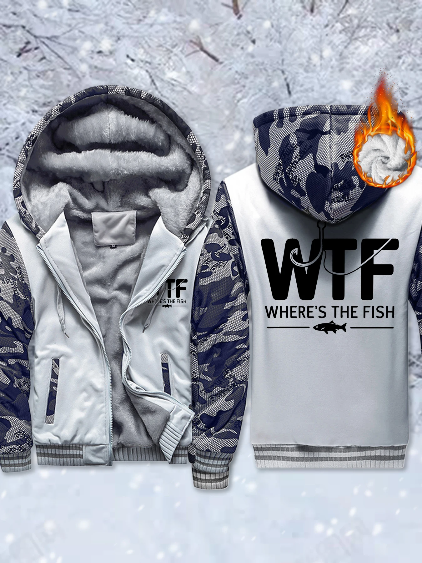 

Мягкие флисовые куртки с рисунком «Где рыба», мужские удобные топы на молнии, зимняя утепленная верхняя одежда, базовая теплая жилетка, одежда оверсайз