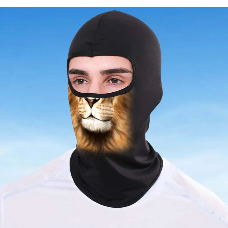 Summer Outdoor Sports Bike Riding Mask Breathable Sports Headwear Digital Printing Lion Leopard Prank Sun Protection Head Cover