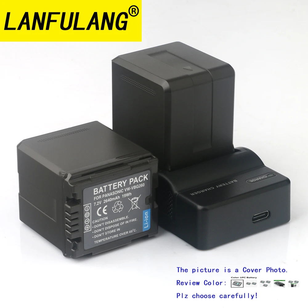 Для Panasonic VW-VBG260 2640 мАч литий-ионный аккумулятор/зарядное устройство, совместимое с VW-VBG260GK VW-VBG260PPK HDC-SD100 SD20 SD200 SD600