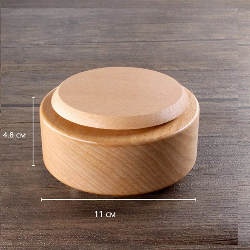 Boîte à musique en bois A07I, 2 pièces, Base ronde rotative, artisanat d'art pour noël, ornements décoratifs, cadeau pour enfants