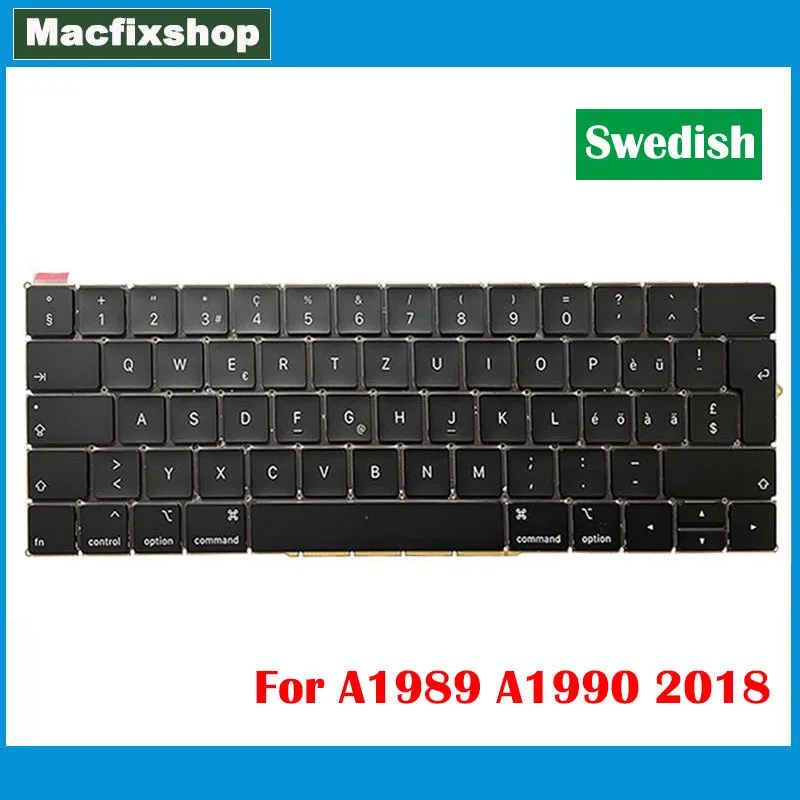 Laptop Keyboard A1989 A1990 Swedish Keyboards For Macbook Pro Retina 13 15inch Switzerland Swiss A1990 1989 Keyboard 2018 Year