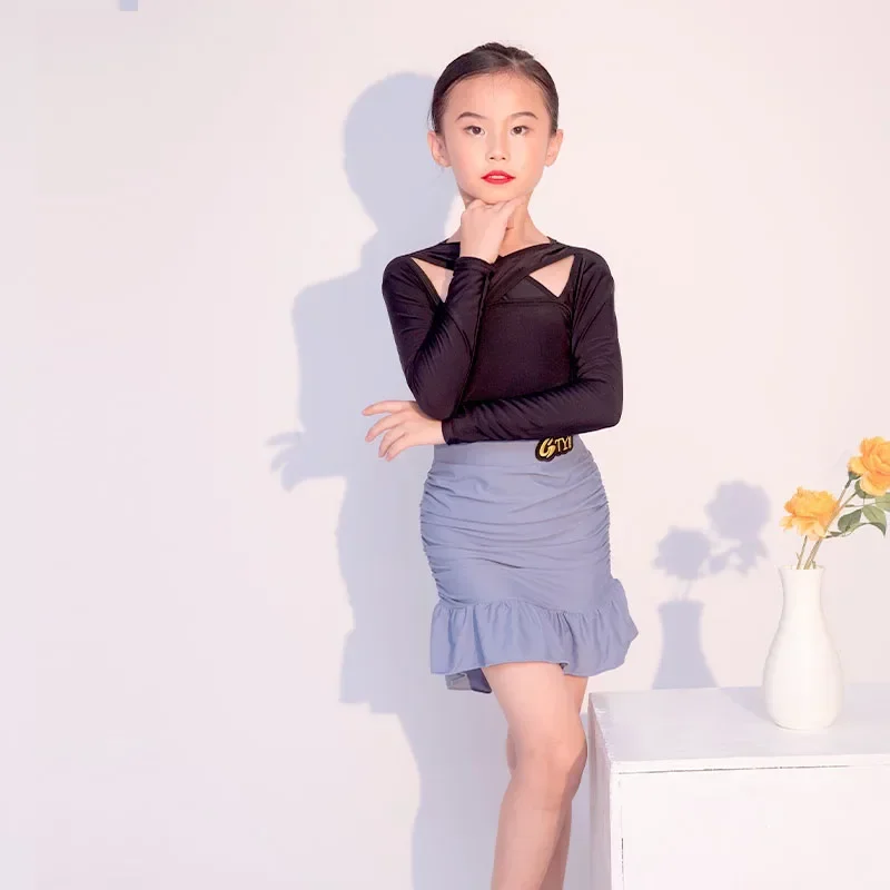 

2023 Advanced New Latin Dance Suit Girls' Autumn and Winter Hip Wrap Practice Competition Performance Set