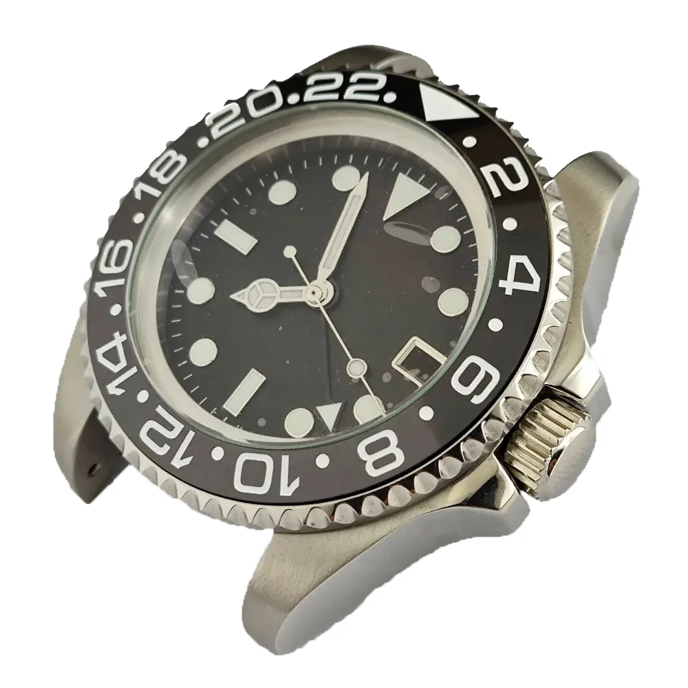 44mm GMT Man Watch Sapphire Glass Waterproof Stainless Steel Case For NH3 Series 34 35 36 Automatic Movement Lume Dial and Hands