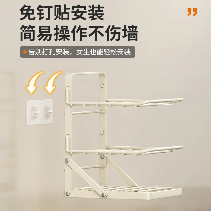 Foldable vegetable preparation rack Multifunctional side dish wall hanging multi-layer vegetable rack