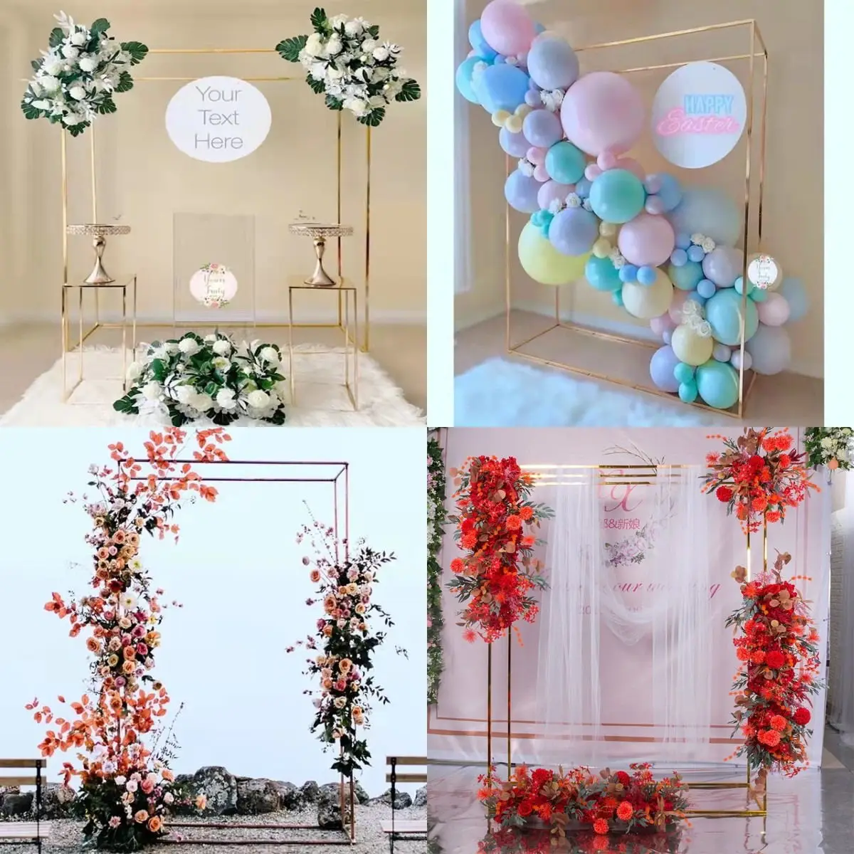 

Wedding Arch Birthday Baptism Rack Metal Frame Mariage Flower Row Backdrop Stand Background Outdoor Artificial Flower Door Shelf