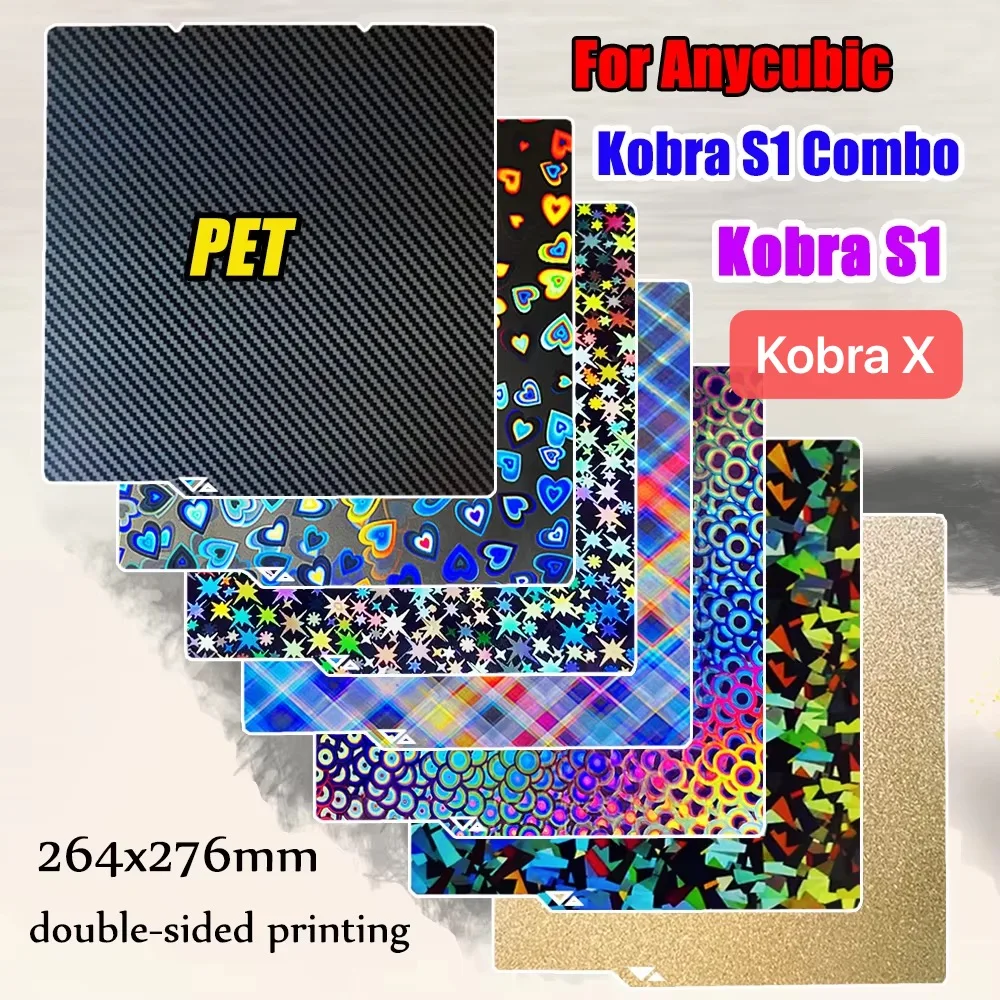 

for Anycubic Kobra X, S1, S1 Combo 3D Printer Build Plate PEI PEO PET PEY Spring Steel Sheet Double Side Hotbed for Kobra s1 Pei