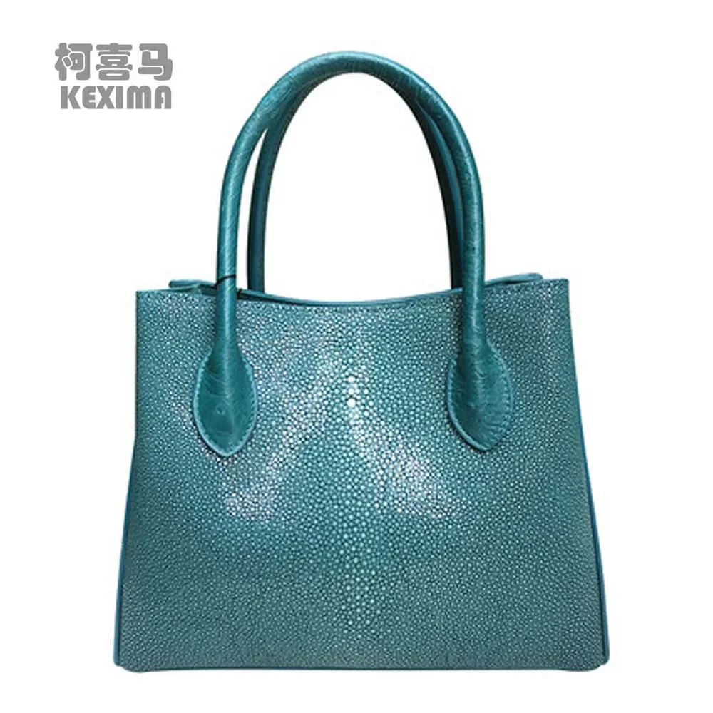 

yongliang new Pearl fish skin Female bag women stingray leather handbag Hand bag Single shoulder bag green
