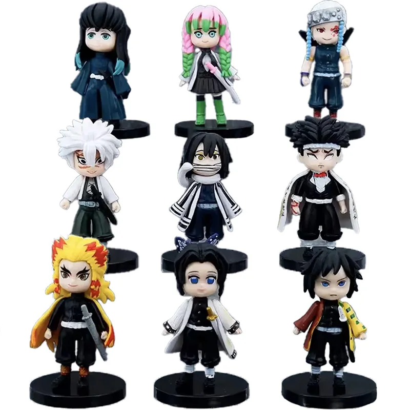 

Anime 10cm Demon Slayer Figure Nezuko Tanjirou Zenitsu Inosuke Kyoujurou Giyuu Kawaii Qposket PVC Model Toys children Gifts