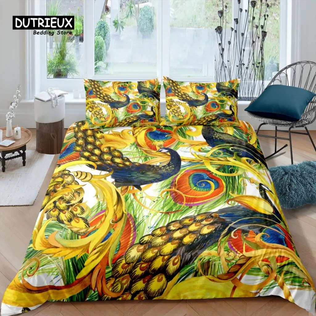 

Home Living Luxury 3D Golden Peacock Bedding Set Duvet Cover Set Pillowcase Kids Bedding Set Queen and King EU/US/AU/UK Size