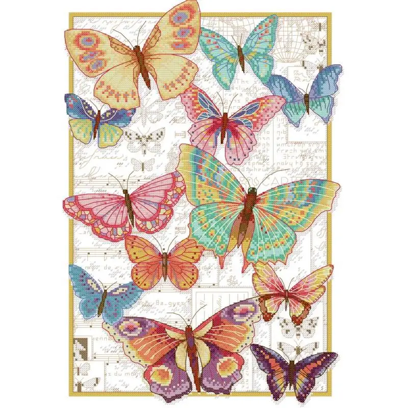 NKF farfalle colorate animali kit di ricamo a punto croce Aida 14ct 16ct 11ct bianco contati Set da cucito su tela decorazioni per la casa fai da te