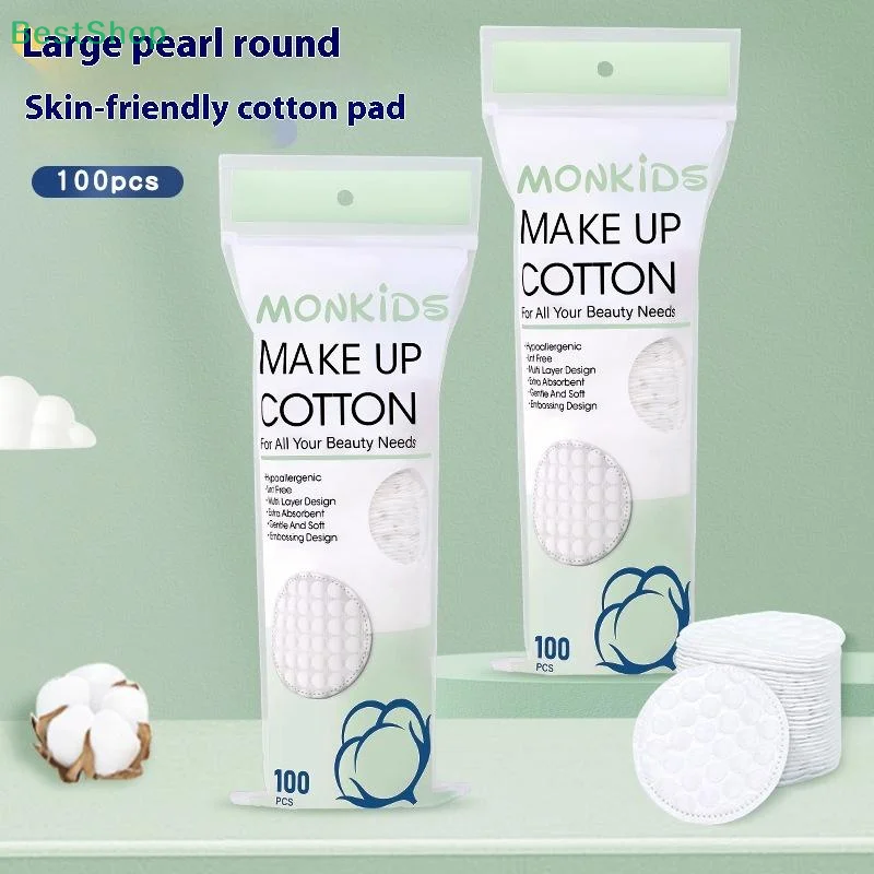 100 Uds. Almohadillas desmaquillantes circulares suaves y transpirables almohadillas de algodón con textura de perlas de doble cara, utilizadas para limpieza Facial diaria
