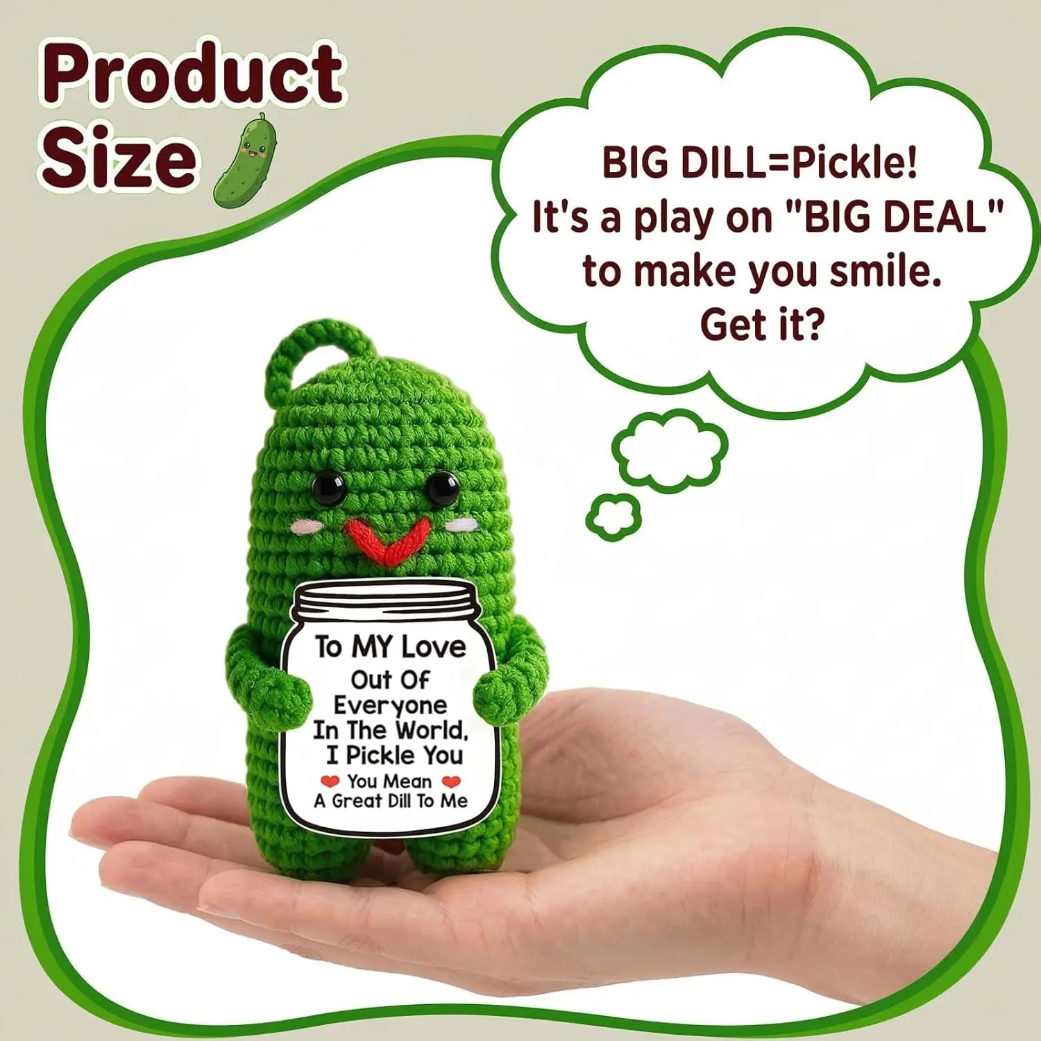 Positive Pickle Potato Avocado Crochet Funny Gifts for Women Men Handmade Crochet for Desk Office Decoration view 2
