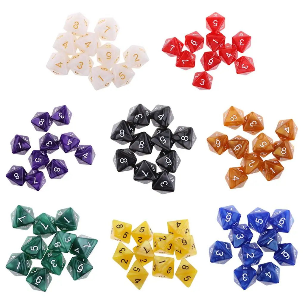 10pcs 8 Sided Dice D8 Polyhedral Dice for Dungeons and Dragons Table Games