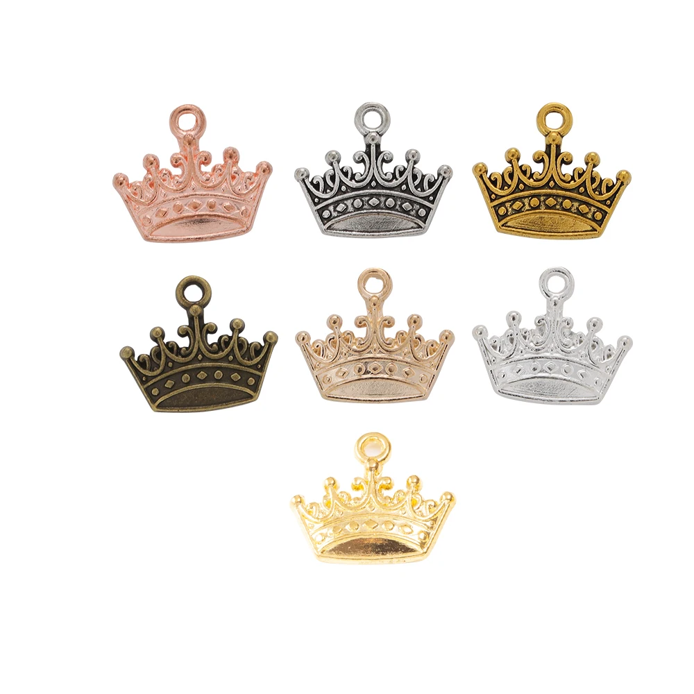 

150pcs Vintage Charms Imperial crown Pendant Antique bronze Zinc Alloy Fit Bracelet Necklace DIY Metal Jewelry Findings