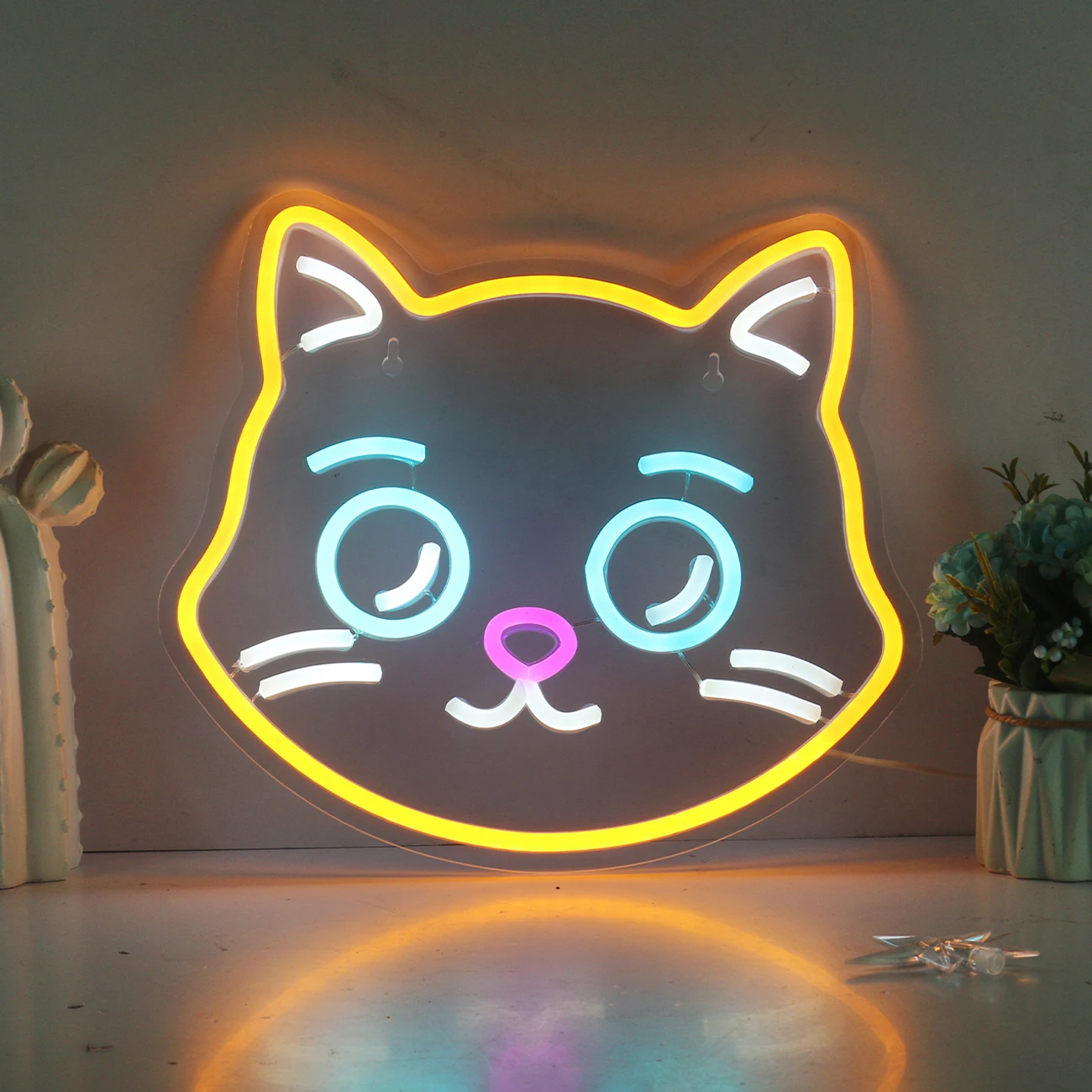 

Chi-buy светодиодный неоновый кошачий фон с питанием от USB неоновые вывески ночник 3D настенное искусство спальня гостиная Декор лампы вывески