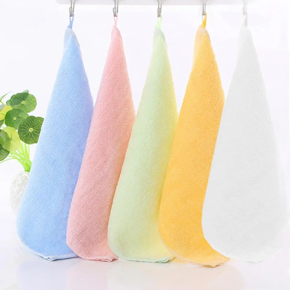 Soft Baby Towel Soft Bamboo Fiber Square Towel with Hanging Loop for Kids Babies Quick Drying Super Absorbent for Kindergarten