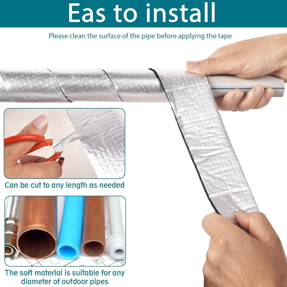 1-5Pc Foam Pipe Insulation For Water Pipe Self-adhesive Fireproof Anti-Freezing Air-conditioning Aluminum Foil Insulation Sleeve