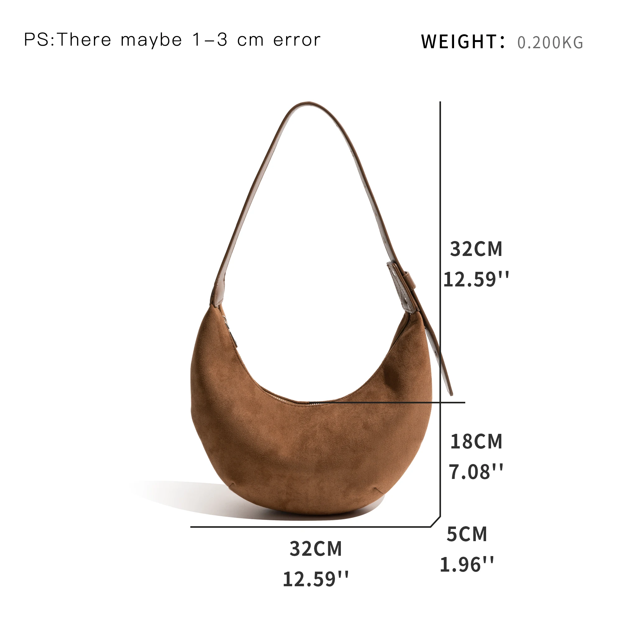 MABULA Half Moon Women's Hobo Handbag Fashion Vintage Faux Suede Solid Color Daily Shopping Pouch Casual Shoulder Phone Satchel