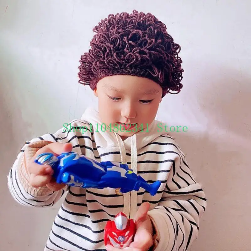 652F Knitting Hat Curly Hair Novelty Gag Funny Party Supply for 18.9-20.4’’ HS