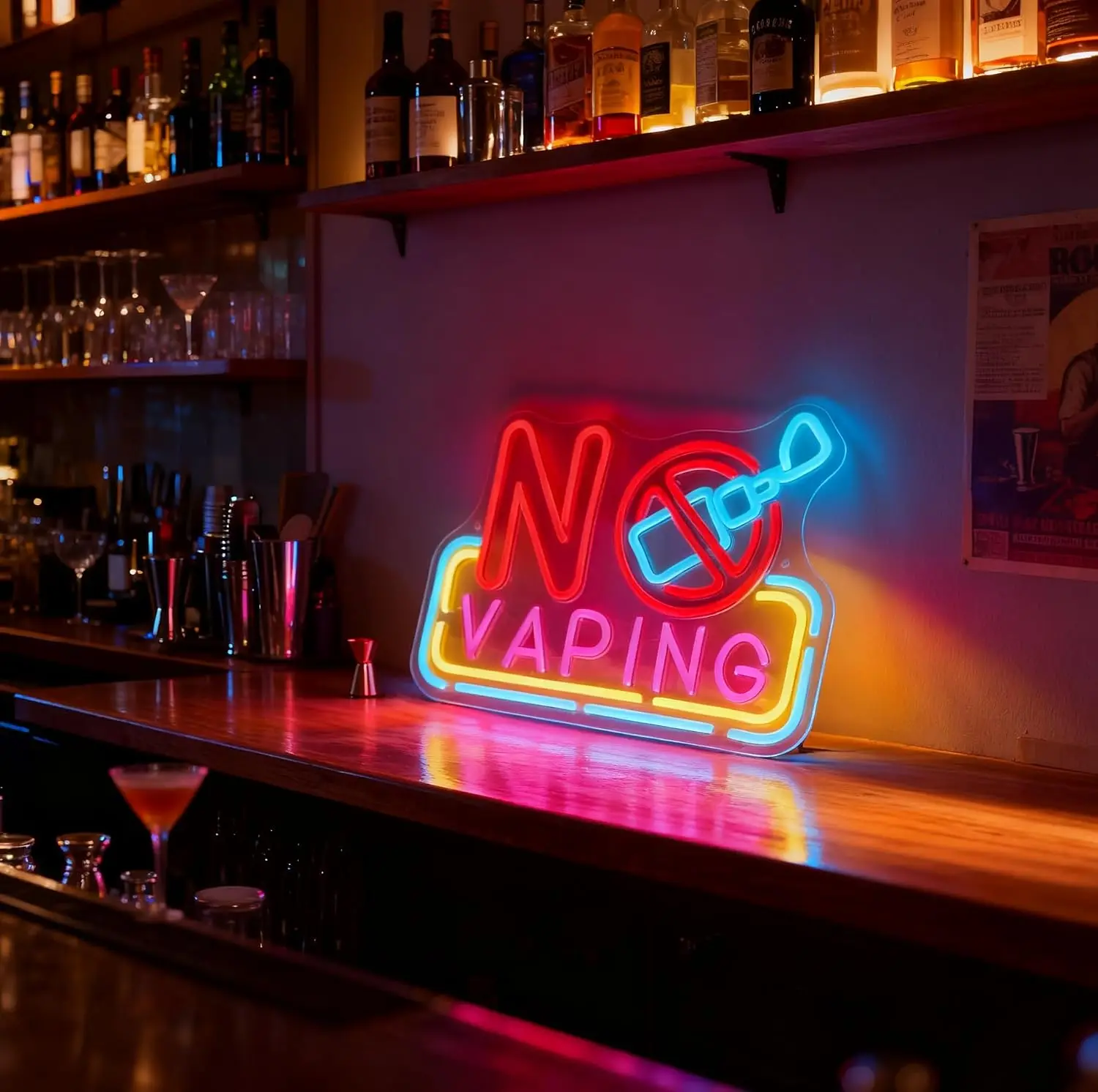 No Vaping LED Neon Sign USB Powered Neon Light For Garage Man Cave Bedroom Bar ublic Area Office Shop Wall  Art Decor Gift view 4