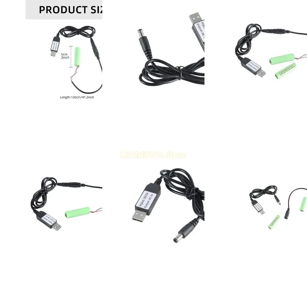 F62C 47.24in USB to 3V LR6 AA Power Supply Adapter for AA Battery Operated Devices