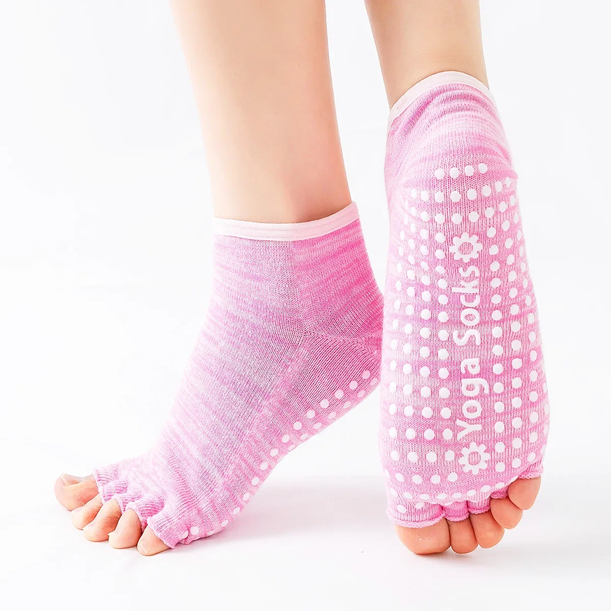 Five Fingers Pilates Socks Men Women Cotton Breathable Gym Dance Sports Socks Professional Silicone Non-slip Toeless Yoga Socks