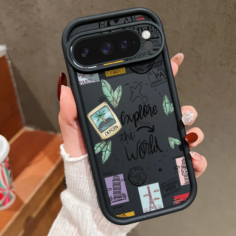 حافظة تي بي يو بنمط خريطة السفر لهاتف جوجل بيكسل 8 7 برو بيكسل 9 برو XL غطاء هاتف من السيليكون الناعم المقاوم للصدمات لهاتف جوجل بيكسل 7A 8A #2