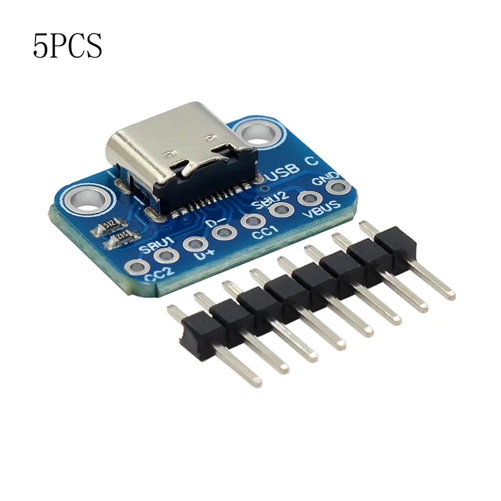 

5Pcs USB 3.1 Type C Connector 16 Pins Female Socket Receptacle Adapter 2.54mm Connector Socket Wire & Cable PCB Board