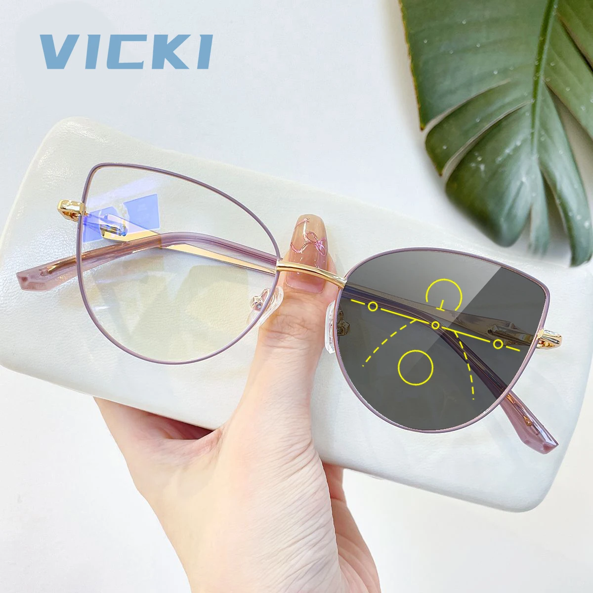 

Модные женские металлические очки VICKI в форме кошачьего глаза, с защитой от синего света, с возможностью индивидуальной настройки, мультифокальные, фотохромные, 6985